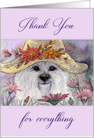 Thank you, westie dog among flowers card