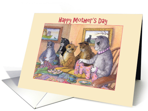 Happy Mother's Day, cats at a sewing bee card (1510282)