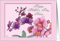 Happy Mother’s Day Nana, pink & purple orchids card