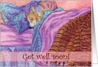 Get well soon, duvet day, corgi dog card