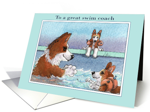 Thank you swim coach, Corgi dog swim coach card (1514512)