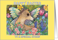 Happy Easter cousin, spring whippet fairy, card