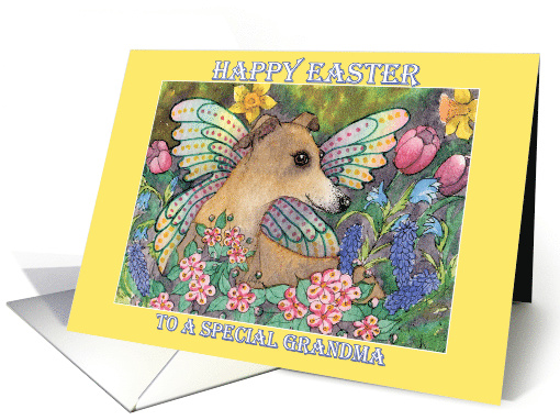 Happy Easter Grandma, spring whippet fairy, card (1516320)