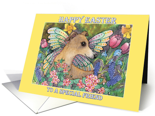 Happy Easter Friend, spring whippet fairy, card (1516322)