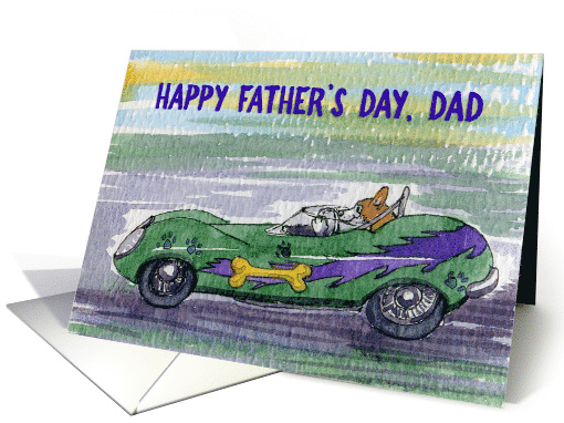 Happy Father's Day, Dad, corgi dog in a racing car card (1517068)