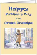 Happy Father’s Day, Great Grandpa, corgi dog on a unicycle card