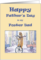 Happy Father’s Day, Foster Dad, corgi dog on a unicycle card