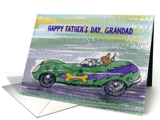Happy Father's Day, Grandad, corgi dog in a racing car card (1518060)
