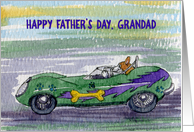 Happy Father’s Day, Grandad, corgi dog in a racing car card