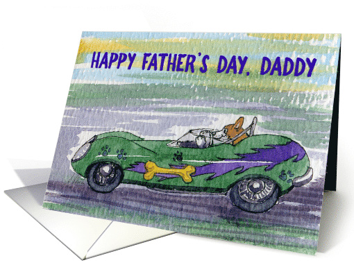 Happy Father's Day, Daddy, corgi dog in a racing car card (1518066)