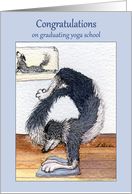 Congratulations, yoga school graduation, sheepdog in yoga pose card