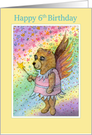 Happy 6th Birthday, fairy bear with star wand card