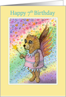 Happy 7th Birthday, fairy bear with star wand card