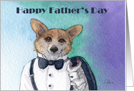 Happy Father’s Day, corgi dog in tuxedo card