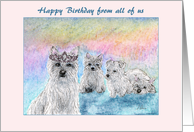 Happy Birthday from all of us, queen west highland terrier dog, card