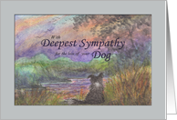 Deepest sympathy, loss of dog, peaceful evening scene, card