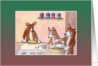 Corgi Dogs Making Mince-Pies, Blank card