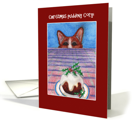 Corgi Dog and a Christmas Pudding, Blank card (1539790)