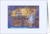 Corgi Dog Making a Cup of Coffee, Blank card