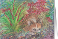 Corgi Dog in the Flower Bed, Blank card