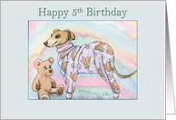 Happy 5th Birthday, Greyhound in Pyjamas card