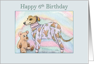 Happy 6th Birthday, Greyhound in Pyjamas card