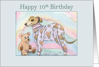 Happy 10th Birthday, Greyhound in Pyjamas card