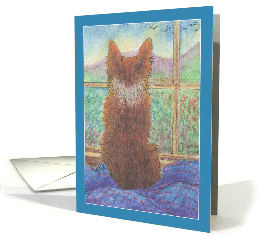 Corgi Dog, Pondering, Just Pondering, Blank card (1567774)