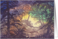 Forest Morning, Jungle Scene, Blank card