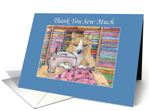 Corgi Dog Sewing, Thank You card (1577594)