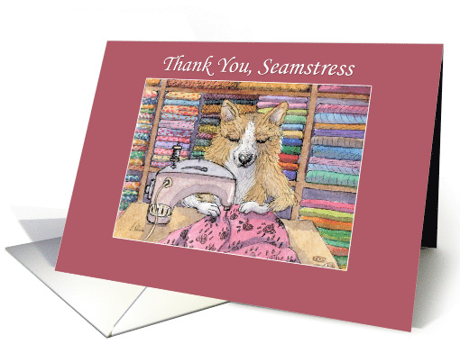 Corgi Dog Sewing, Thank You, Seamstress card (1577598)