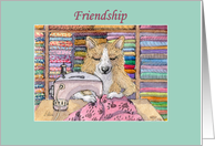 Corgi Dog Sewing, Friendship Quilt card