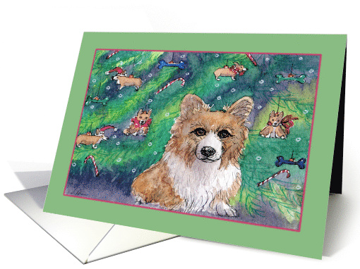 Welsh corgi dog gingerbread decorations for Christmas tree card