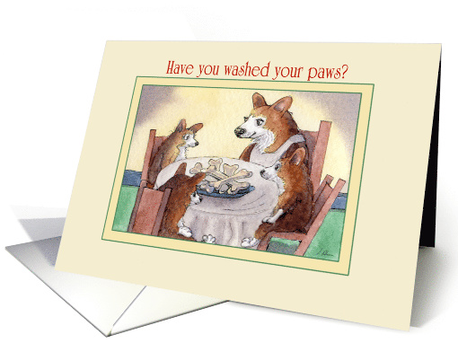 Have You Washed your Paws? Corgi Mom Making Sure her Pups... (1607496)
