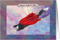 For Dad Border Collie Dog Superhero Flying across the Sky for Father’s Day card
