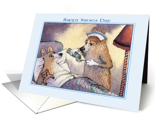 Corgi Dog Nurse Looking After Corgi Patient card (1615258)