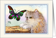 Cat Watching Butterfly thinking about Treasuring the Little Things Any Occasion card