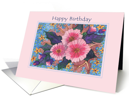 Pink Floral, Summer Comes Early, Happy Birthday flowers card (1615658)