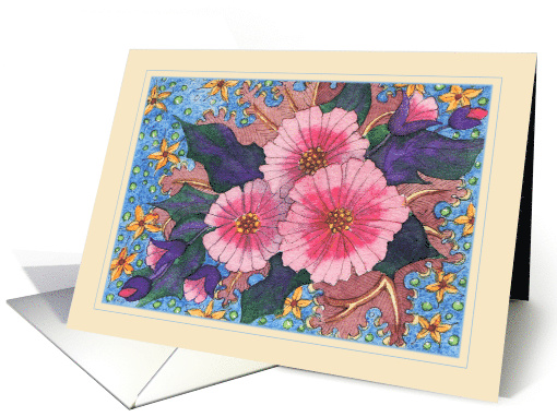 Pink Flowers, Summer Comes Early, Blank card (1615662)