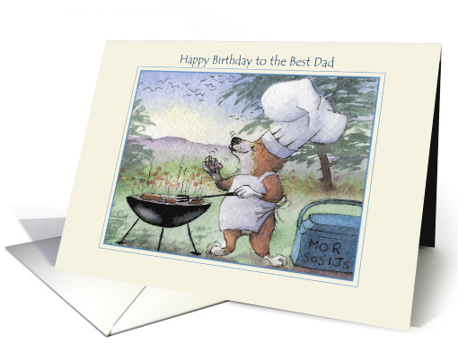 Dad Birthday Corgi Dog BBQ Chef getting ready to Grill up a Storm card