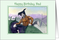 Happy Birthday Dad, Border Collie Dog Pilot, card