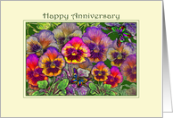 Butterflies amongst the Pansies in the Garden, Happy Anniversary card
