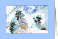 Border Collie Dog Surgeon and Nurse Operate on a Cat, Blank card