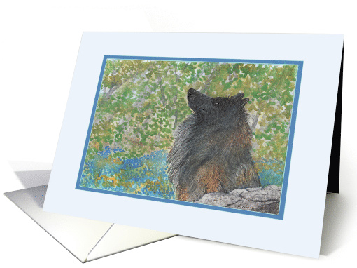 Belgian Tervuren Dog Enjoys the Atmosphere in Bluebell Woods card