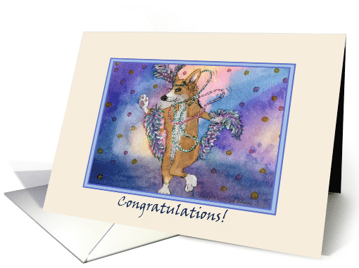 Corgi Dog Flapper Dancing the Charlston Congratulations card (1733034)