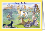 Happy Easter paper greeting card greyhound egg card