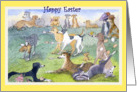 Happy Easter paper greeting card greyhound egg card