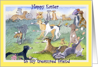 Happy Easter paper greeting card for friend card