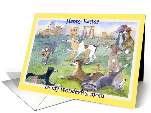 Happy Easter paper greeting card for mom whippet greyhound... (399270)