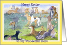 Happy Easter paper greeting card for mom whippet greyhound dog humor card